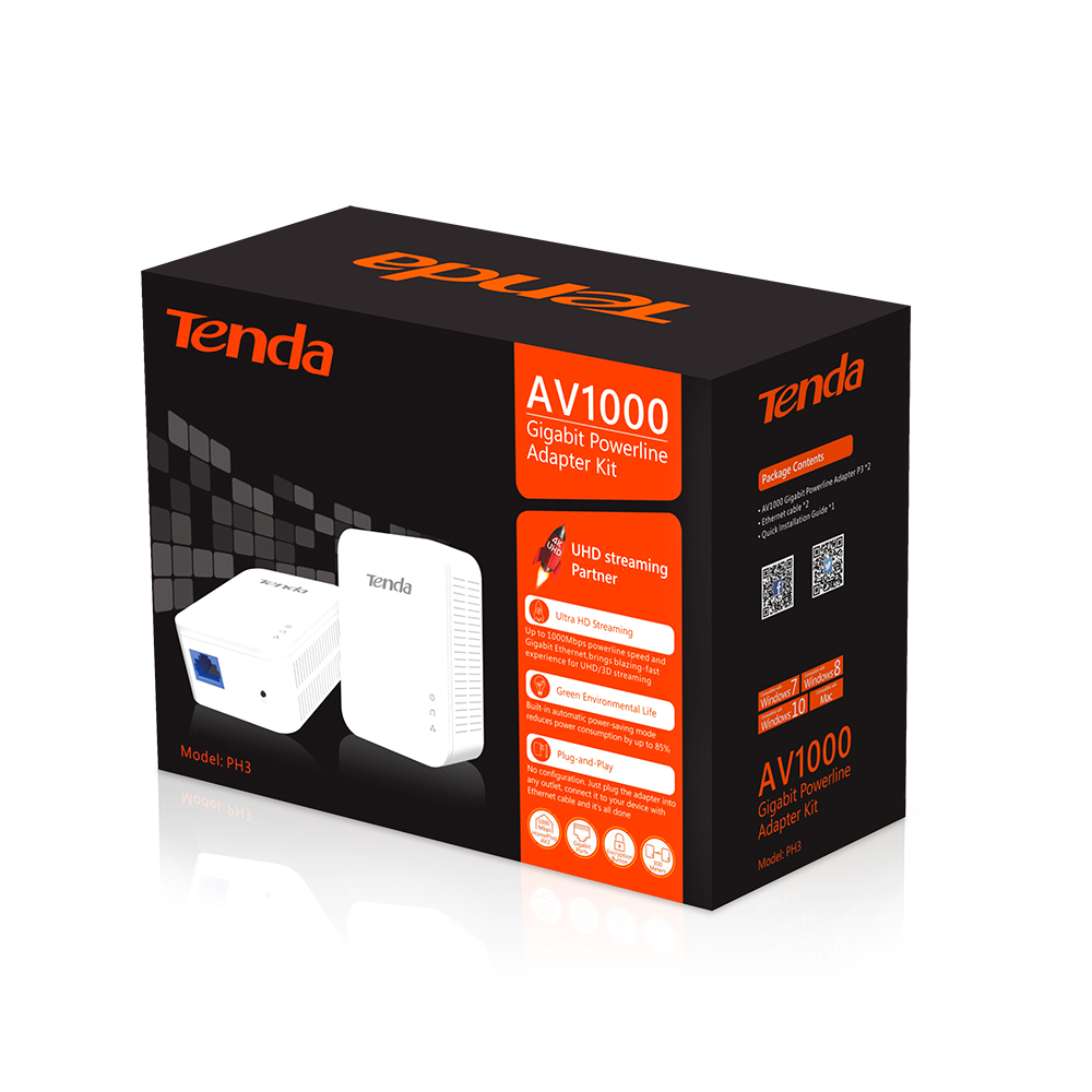 Tenda PH3 - AV1000 Gigabit Ethernet Powerline Adapter