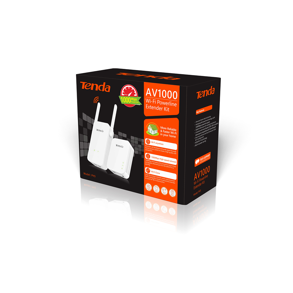 Tenda - Répéteur de signal WiFi CPL PH5 Blanc