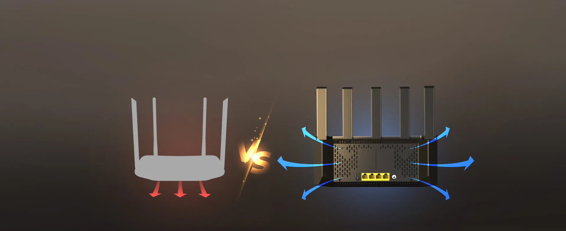Router TX2L Pro a zwykły router o konstrukcji poziomej - odprowadzanie ciepła